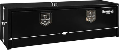 Buyers Products 1703328 Black Steel Underbody Truck Tool Box – 15 x 13 x 48 Inch - Truck Bed & Underbelly RV Storage Box, Locking T-Latch, Weather-Resistant, Heavy-Duty Flatbed Job Box, Made in USA