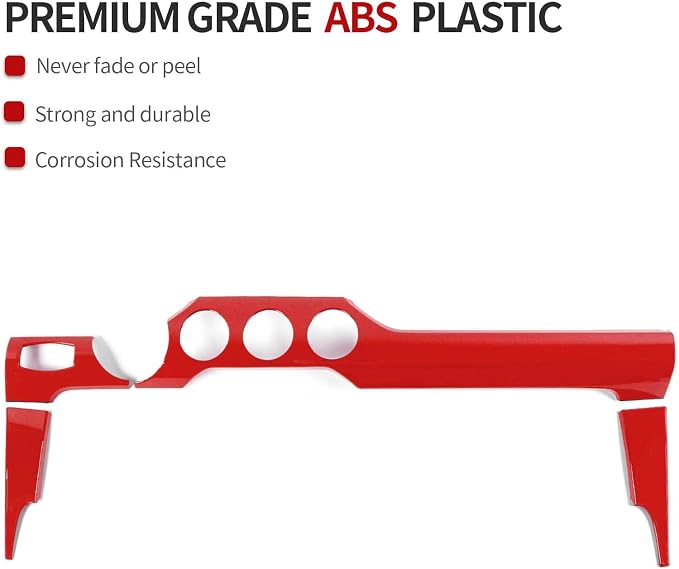 CheroCar for Mustang Center Console Dashboard Panel Trim Cover Kit Meter Frame Interior Decoration Accessories for Ford Mustang 2015-2025 (Red)