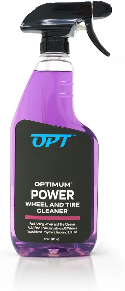Optimum Power Wheel and Tire Cleaner - Acid-Free, Wheel Cleaning Spray Formula - Safe on All Wheel and Tire Types (17 oz)