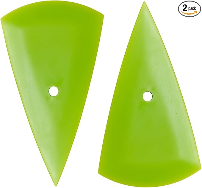 2PCS Triangle Squeegee Car Tint Squeegee, Go Corner Contour Vinyl Wrap Scraper, Fine-Edge Window Tint Tool for PPF Vinyl Wrap, Wallpaper, Decal Sticker Installation(Green)