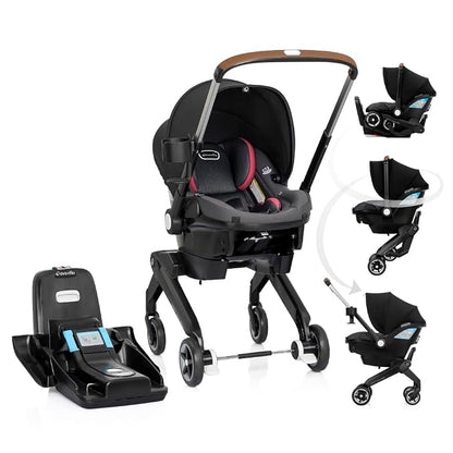 Evenflo Shyft DualRide Preemie and Infant Car Seat Stroller Combo 3-30lbs with Carryall Storage (Sylva Pink)