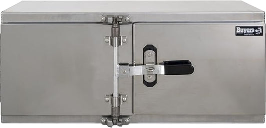 Buyers Products 1762600, 18x18x36 Smooth Aluminum Underbody Truck Tool Box with Double Barn Door, Cam‑Lock Hardware, Rain Gutter Seal, Universal Mount Storage for Flatbed and Trailer Use