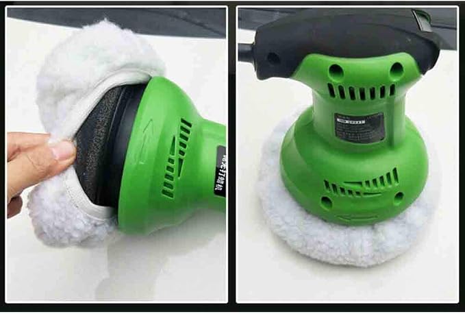 ZYTC Car Polishing Waxing Sleeve Woolen Polisher Pad Bonnet Microfiber Waxer Pad Soft Pack of 5 (Wool White, 9"-10")