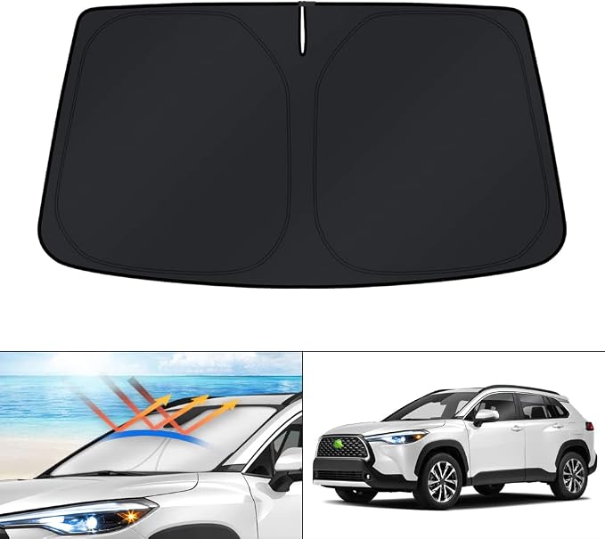 KUST Windshield Sun Shade for 2026 2025 2024 2023 2022 Toyota Corolla Cross Accessories (Not for Corolla) Window Sunshade Sun Visor Protector Foldable Blocks UV Rays Keep Car Cooler