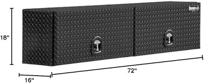 Buyers Products 1721363 Topsider Truck Tool Box, 18x16x72 Inch, Gloss Black Diamond Tread Aluminum, Dual Flip-Up Doors, Locking Compression Latch, Weather Resistant, No-Drill Mount, Made in USA