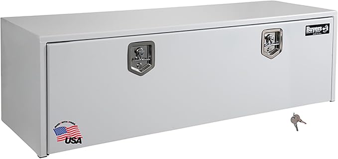 Buyers Products 1708410 White Steel Underbody Truck Tool Box, 18 x 24 x 48, Made in USA, 14 Ga Steel, Locking Stainless Latch, Weather-Resistant, Powder-Coated, Secure Storage for Work Trucks