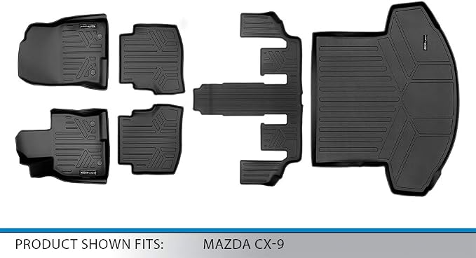 SMARTLINER 3 Row Floor Mats & Cargo Liner Behind 2nd Row Compatible with 2016-2023 Mazda CX9