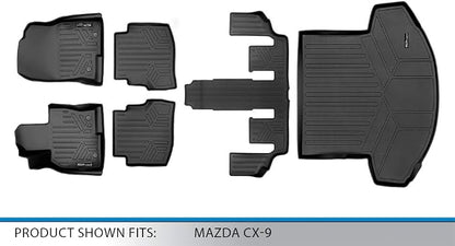 SMARTLINER 3 Row Floor Mats & Cargo Liner Behind 2nd Row Compatible with 2016-2023 Mazda CX9