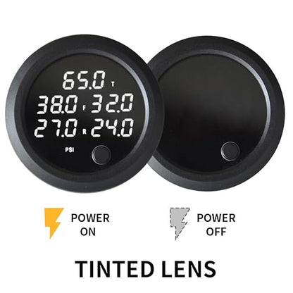 New Upgrade 12V/24V Five Pressure Air Pressure Gauge 2Inch(52mm) 0-232PSI with 5Pcs 1/8NPT Sensors and 16.5ft (5M) Sensor Cable LED White