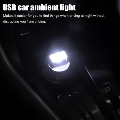 BESULEN Car Interior Atmosphere Lamp, Plug-In USB Interface LED Vehicle Ambient Lighting Kit, Portable Mini Automotive Night Light Decoration Accessories, Universal for SUV, Sedan, Truck (White)