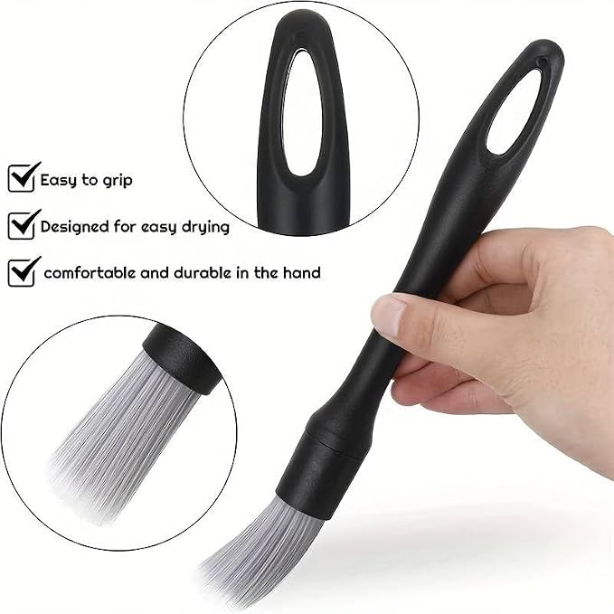 qixiang 4PCS Car Detailing Brush Set for Cleaning Boars Bristle Detailing Brushes, Wheel Brush Kit,Dusting Cleaning Supplies, Tool