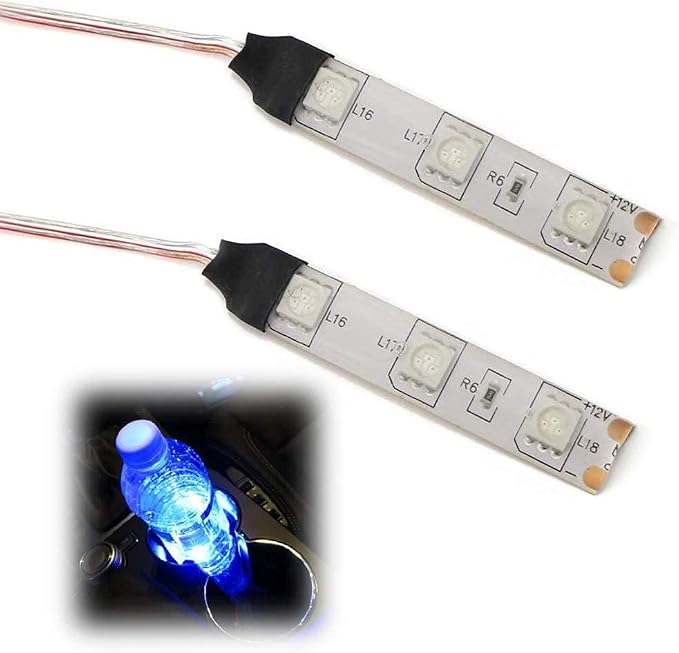 iJDMTOY 3-SMD LED Cup Holder, Glove Box, Ashtray Accent Lighting Strip Lights, Ultra Blue