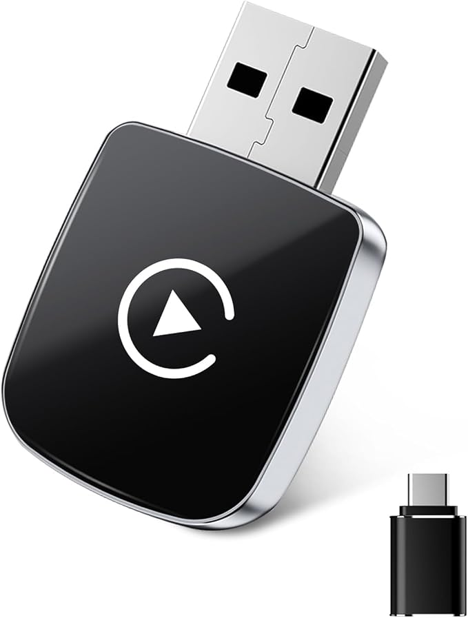 CarPlay Adapter for iPhone, Wireless Car Play Adapter, Converts OEM Wired Apple CarPlay to Wireless, Extension USB & USB-C/Type-C, Low Latency