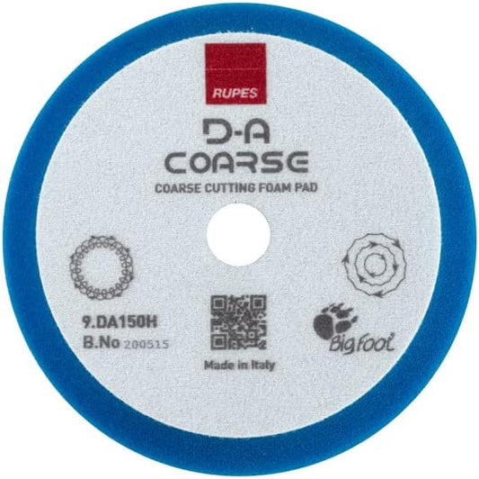 RUPES 9.DA150H Pack of 1 Blue D-A Coarse Cutting Foam Pad 150mm | Ideal for Paint Correction & Gloss Enhancement | Mild to Severe Defect Removal | Compatible with 5" Backing Plate
