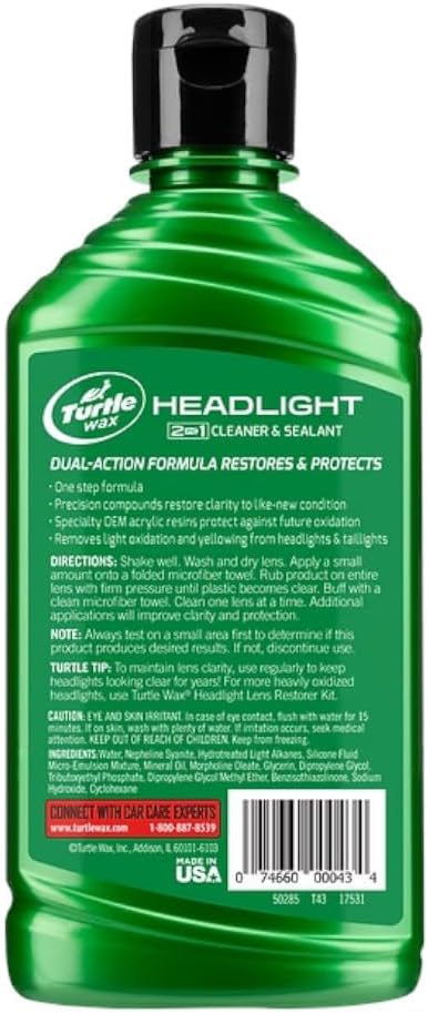 Turtle Wax T-43 (2-in-1) Headlight Cleaner and Sealant - 9 oz, Green