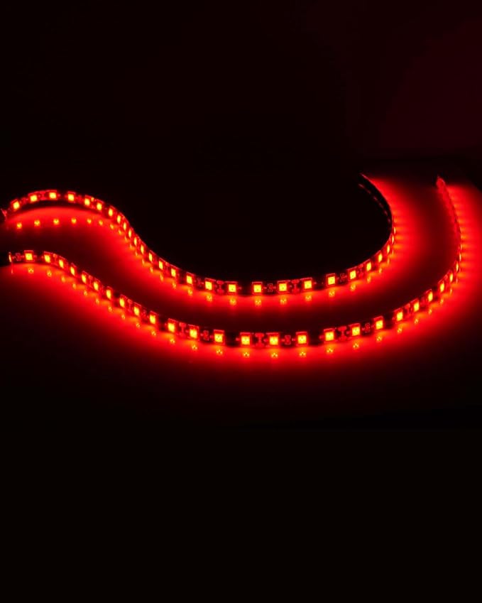 Red Led Strip Lights 24" Connectable 12V Led Light Strip for Cars Golf Cart Boat Marine Motorcycle Interior & Exterior Waterproof Car Light Strip, 4Pack