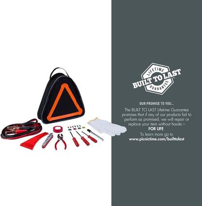 PICNIC TIME NCAA Roadside Emergency Car Kit - Auto Vehicle Safety Road Side Assistance with Jumper Cables and Car Tool Kit