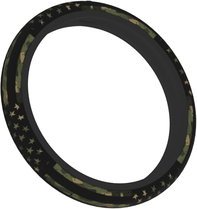 Camo Flag Steering Wheel Covers Non Slip Neoprene Universal 15 Inch Steering Wheel Protector Car Cover for Men Women