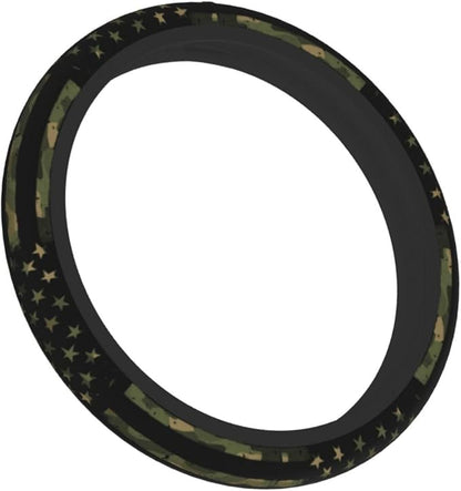 Camo Flag Steering Wheel Covers Non Slip Neoprene Universal 15 Inch Steering Wheel Protector Car Cover for Men Women