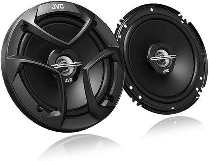 JVC CS-J620 300W 6.5" CS Series 2-Way Coaxial Car Speakers, Set of 2, 6.5" Mica Cone Woofer & 1" PEI Tweeter, Hybrid Surround, Easy Installation