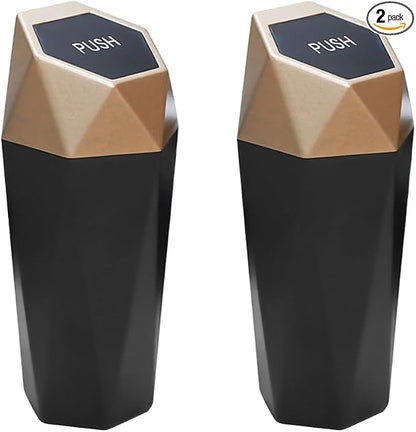 Car Trash Can, Mini Plastics Portable Auto Rubbish Bin with Lid, Leakproof Diamond Design Garbage Holder, Small Waterproof Vehicle Dustbin for Automotive, Kitchen, Home, Office