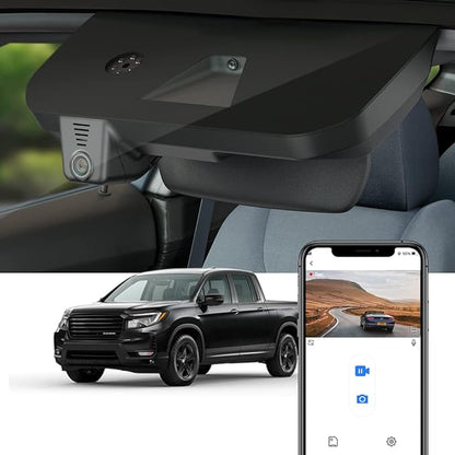 Fitcamx 4K Dash Cam Suitable for Honda Ridgeline 2017-2026 RT RTS Trail Sport Black Edition RTL (DZ-0337), OEM Look, UHD 2160P Video, WiFi & APP, Loop Recording, G-Sensor, Plug & Play, 64GB Card