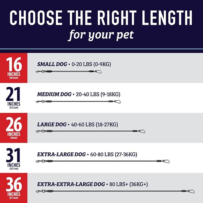 Leash Boss Dog Car Seat Belt Restraint - No-Chew Heavy Duty Car Seatbelt for Pets - 5 Sizes - Coated Steel Rope to Prevent Chewing (16 in) - Restraints for Dogs in Cars - Dog Seat Belt for Car