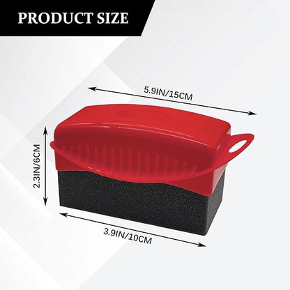 Tire Dressing Applicator, Tire Shine Applicator, Wheel Waxing Wipe Polishing Sponge with Lid, Car Accessories Reusable Wheel Detailing Foam Fit for Vehicle Waxing Polishing Cleaning (Red)