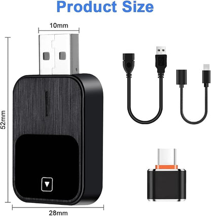 Flintronic Wireless CarPlay Adapter, 2-in-1 Wireless CarPlay & Android Auto Adapter, Plug and Play Car Play Donglewith USB & Type-C for IOS12+/Android11+ Phones
