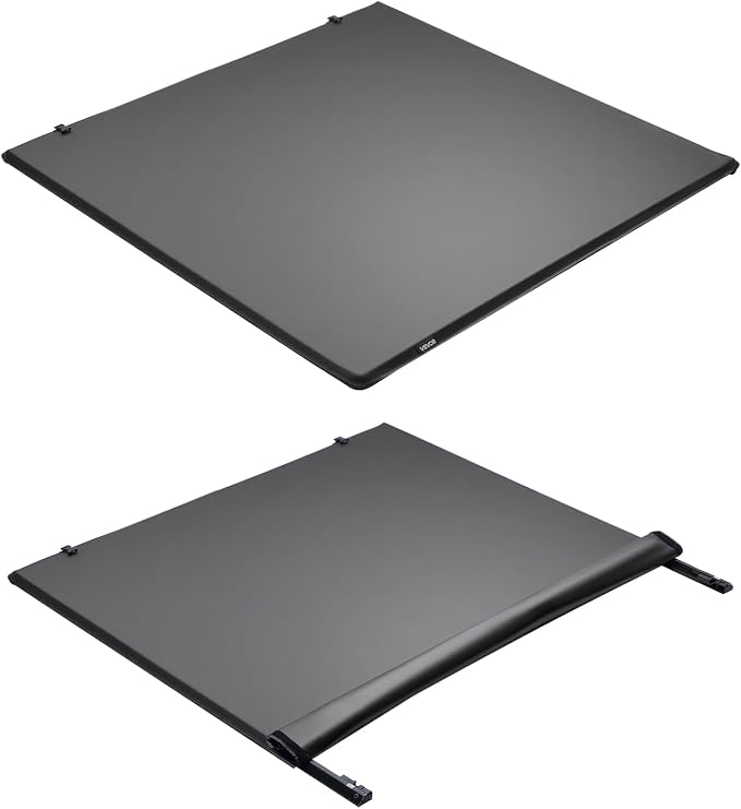 VEVOR Soft Roll-Up Truck Bed Tonneau Cover, Compatible with 2022-2026 Ford Maverick, Fits Styleside 4.5 ft (4 ft 6 in/54 in) Bed, Triple-Layer PVC Tonneau Cover with Three Aluminum Alloy Support Bars