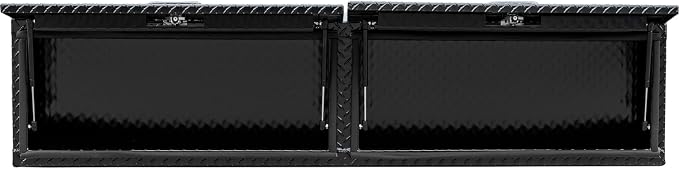 Buyers Products 1721363 Topsider Truck Tool Box, 18x16x72 Inch, Gloss Black Diamond Tread Aluminum, Dual Flip-Up Doors, Locking Compression Latch, Weather Resistant, No-Drill Mount, Made in USA