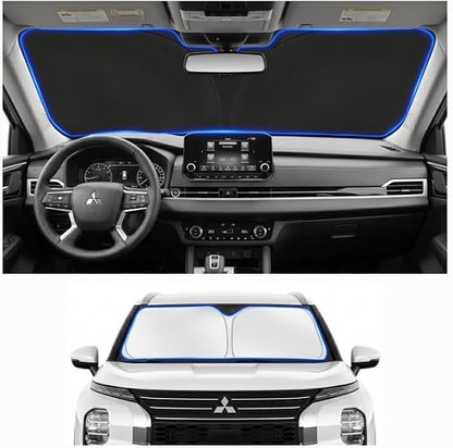 Custom Fit Windshield Sun Shade for Mitsubishi Outlander 2022-2026 | Custom Fit Windshield Cover, Blocks UV Rays, Double-Layer Heat Shield, Durable Frame, Easy Fold & Storage
