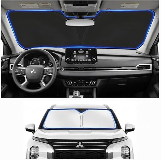 Custom Fit Windshield Sun Shade for Mitsubishi Outlander 2022-2026 | Custom Fit Windshield Cover, Blocks UV Rays, Double-Layer Heat Shield, Durable Frame, Easy Fold & Storage