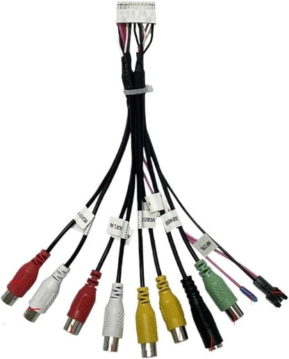 Android Radio Car Accessories RCA Output Wire 20 Pin Aux-in Subwoofer Microphone Fan Adaptor Universal Cable(No 4G SIM Slot)