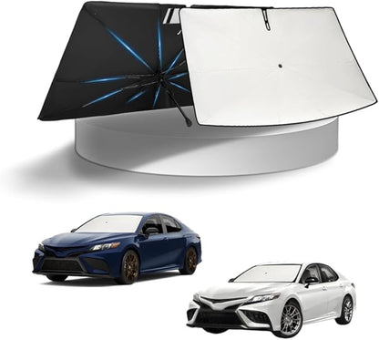 KUST Sun Shade Umbrella for Toyota Camry 2018-2024 | Custom Fit Windshield Sunshade | Foldable Sunshade with Bendable Handle | Blocks Heat & UV Rays Keep Car Cool Sunshield