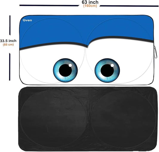 GVEN Windshield Sun Shades Car Sun Shade Protector Blocks UV Rays for Full-Size Sedan & SUV, Mid-Size SUV, Sports Cars, Wagon and Mid-Size Pickup Truck Car Accessories (Blue,L)