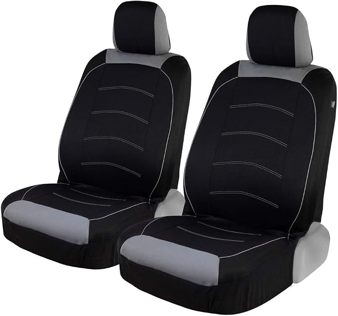 Motor Trend (2) Car Seat Covers for Front Seats with (2) Trimmable Car Floor Mats – Universal Fit Auto Accessories for Cars, Trucks, SUVs, Vans – Interior Protection and Vehicle Interior Shield Combo