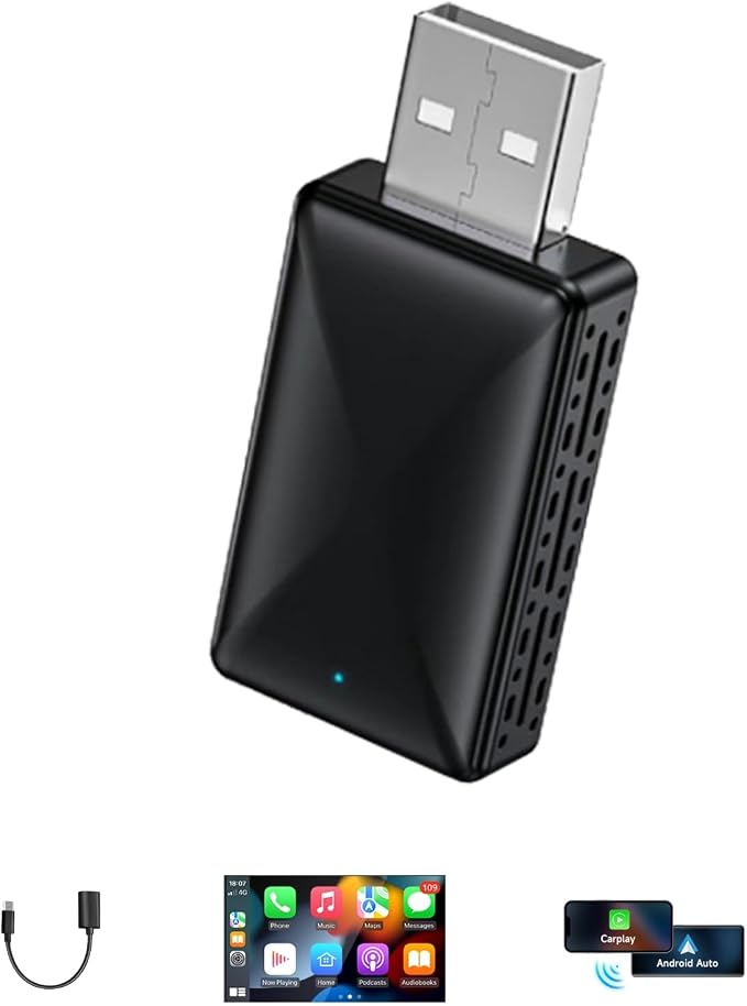 Mini Wireless Carplay Adapter 2026, Easy to Set Up and Upgrade Wired CarPlay&Android Auto to Wireless, Connects Quickly, Portable Mini Car Play Dongle, Fit for Cars with Built-in CarPlay