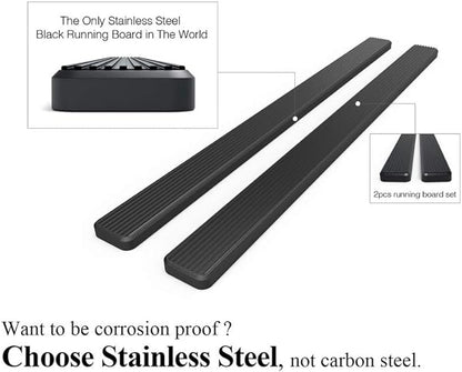 APS 6in Stainless Steel Black Running Boards Compatible with Chevy Colorado GMC Canyon 2015-2026 Crew Cab (Nerf Bars Side Steps)
