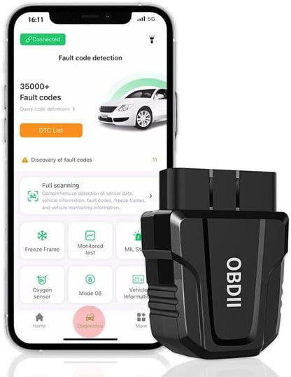 OBD2 Scanner Bluetooth 5.4, Wireless Car Code Reader & Diagnostic Scan Tool for iOS & Android, Check Engine Light Reset, Live Data & Battery Voltage Test, Exclusive OBD Home App
