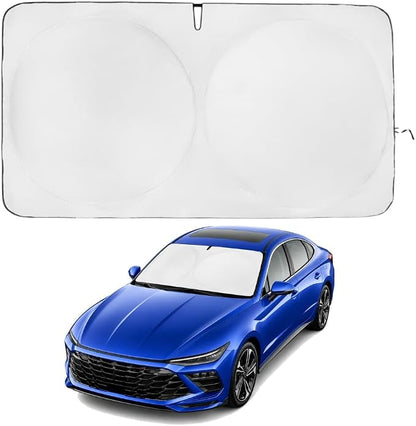 Windshield Sun Shade | Compatible for Hyundai Sonata (2020-2026) | Certified 99.87% UVB & 99.02% UVA Car Sun Shade. Award Winning Sunshade - Patented Technology | Car Shades by Kinder Fluff