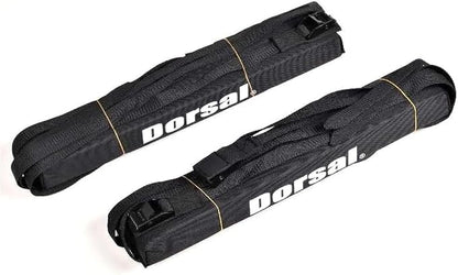 DORSAL Universal Soft Roof Rack Pads for Surfboard Kayak SUPs with Car Tie Down Straps and Storage Bag - Pack of 2 Black Polyester