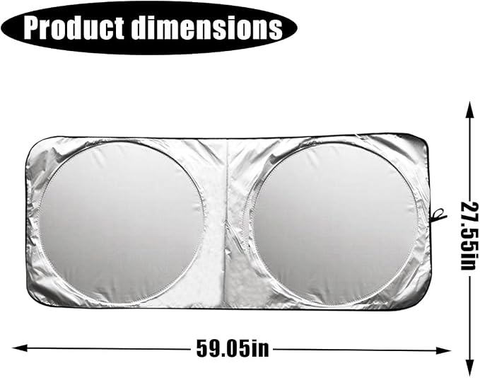Car Windshield Sun Shade, Cool Reflective Sun Blocker, Foldable Car Front Window Covers, Sun Protection Automotive Glass Shade for Comfortable Driving for Universal Car SUV Truck (59.06x27.56'')