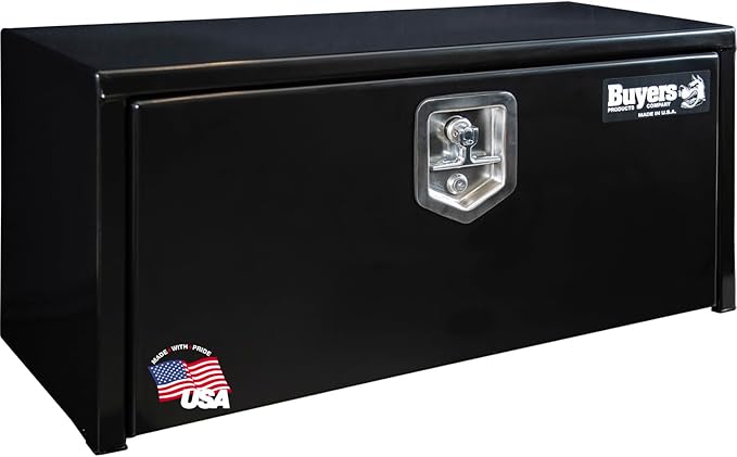 Buyers Products 1703353 Black Steel Underbody Truck Tool Box – 14 x 12 x 30 Inch - Truck Bed & Underbelly RV Storage Box, Locking T-Latch, Weather-Resistant, Heavy-Duty Flatbed Job Box, Made in USA