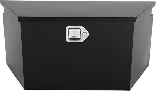 33.2"X13.6"X15.8" Tongue Truck Box Black Heavy Duty Steel Trailer Tongue Box Pick Up Truck Tool Box Storage Organizer w/Lock & Keys