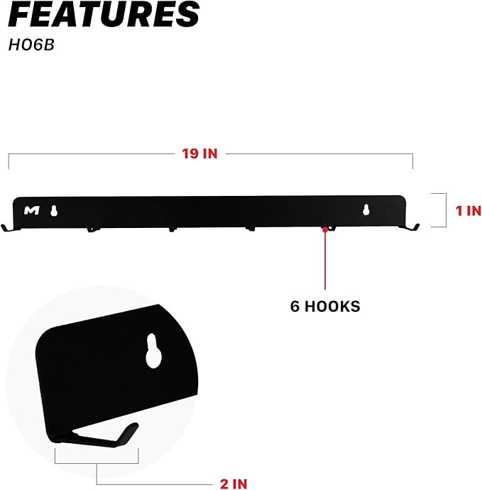 Maxshine Universal Detailing Brush Hanger (2-Pack, Logo) – 6 Organizer Hooks – Lightweight Wall-Mount Design for Auto Detailing Supplies – Ideal for Garage & Mobile, Easy to Install Car Care Organizer