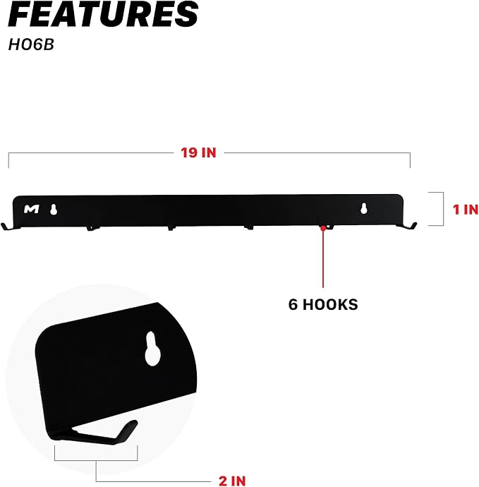 Maxshine Universal Detailing Brush Hanger (Logo) – 6 Organizer Hooks – Lightweight Wall-Mounted Design for Auto Detailing Supplies – Ideal for Garage & Mobile Use, Easy to Install Car Care Organizer