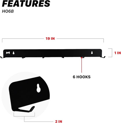 Maxshine Universal Detailing Brush Hanger (Logo) – 6 Organizer Hooks – Lightweight Wall-Mounted Design for Auto Detailing Supplies – Ideal for Garage & Mobile Use, Easy to Install Car Care Organizer