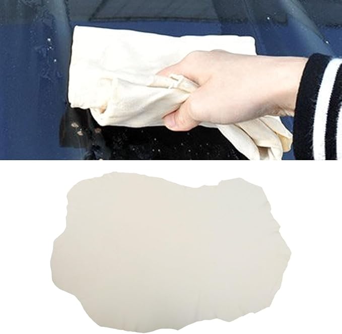 Chamois Cloth for Car, Natural Shammy Car Drying Towel, 35.43'' X 23.62''(5.7 sq ft) Absorbent Fast Drying Cleaning Cloth for Car Wash, Glass, Paint Care, Mirrors, Windows (Irregularity)