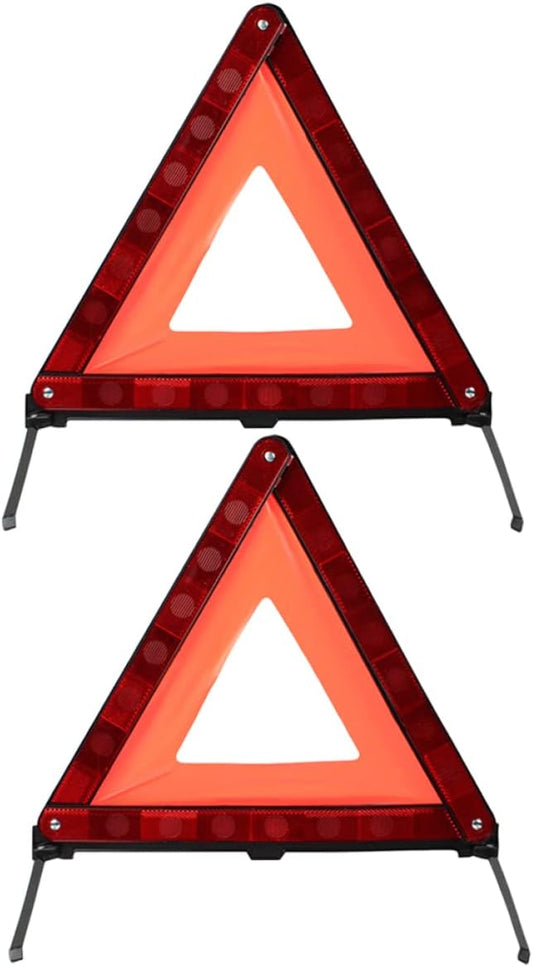 PartyKindom 2pcs Emergency Roadside Kit Warning Triangle Signs Car Emergency Road Safety Kit Quick Setup and Weighted Base